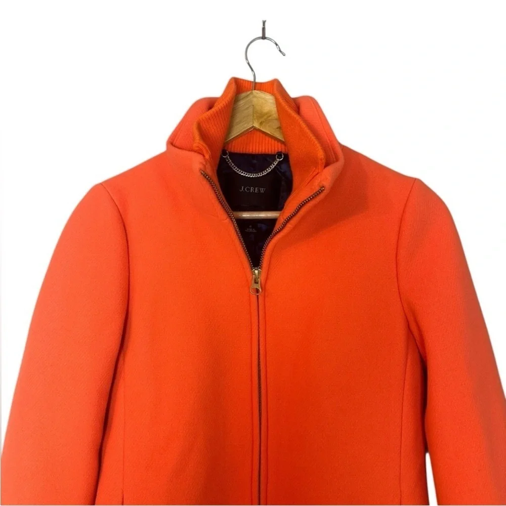 JCrew Lodge Coat Jacket Orange Stadium Wool 2